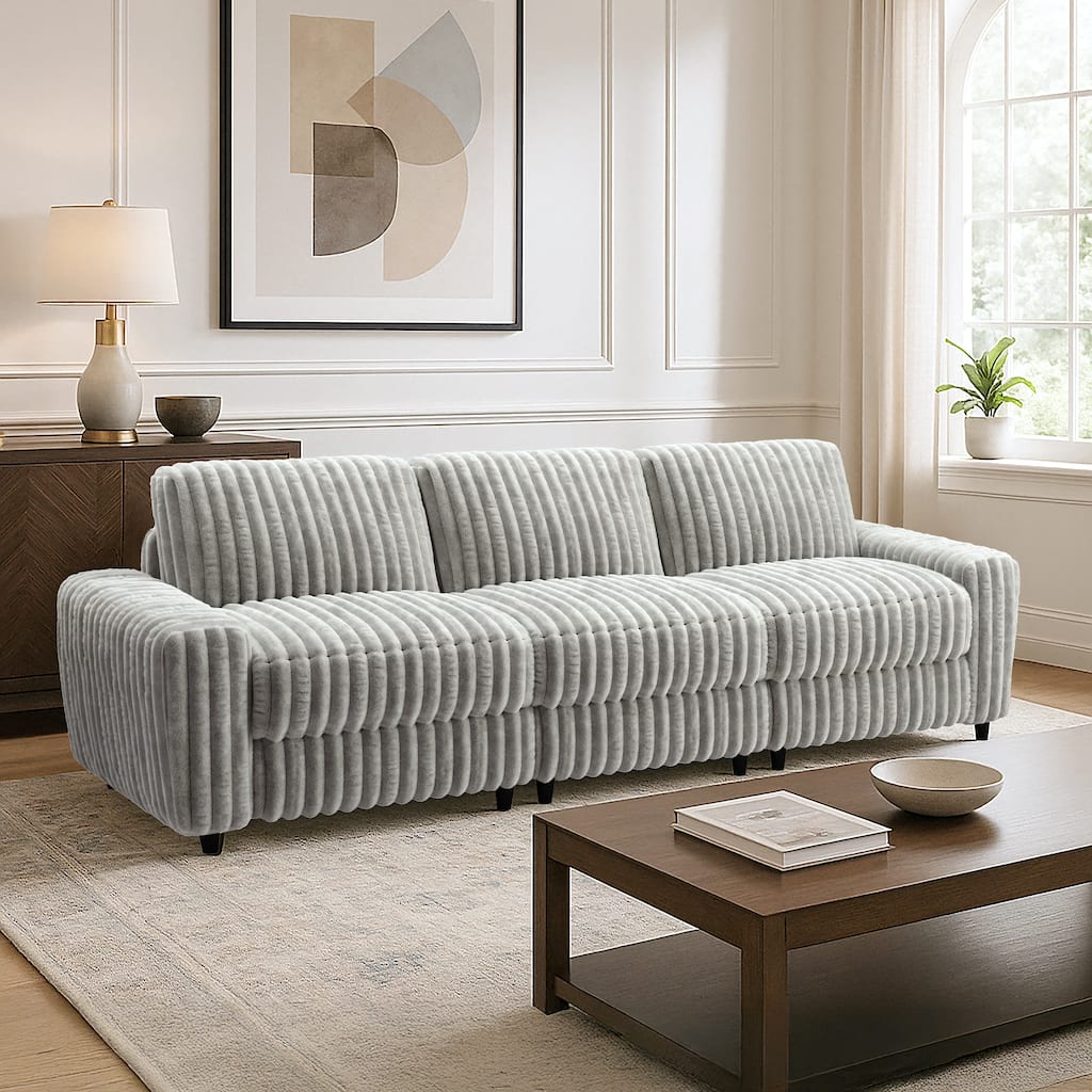 Veyron Furry Channel Fabric Down-filled Sofa by iNSPIRE Q Modern