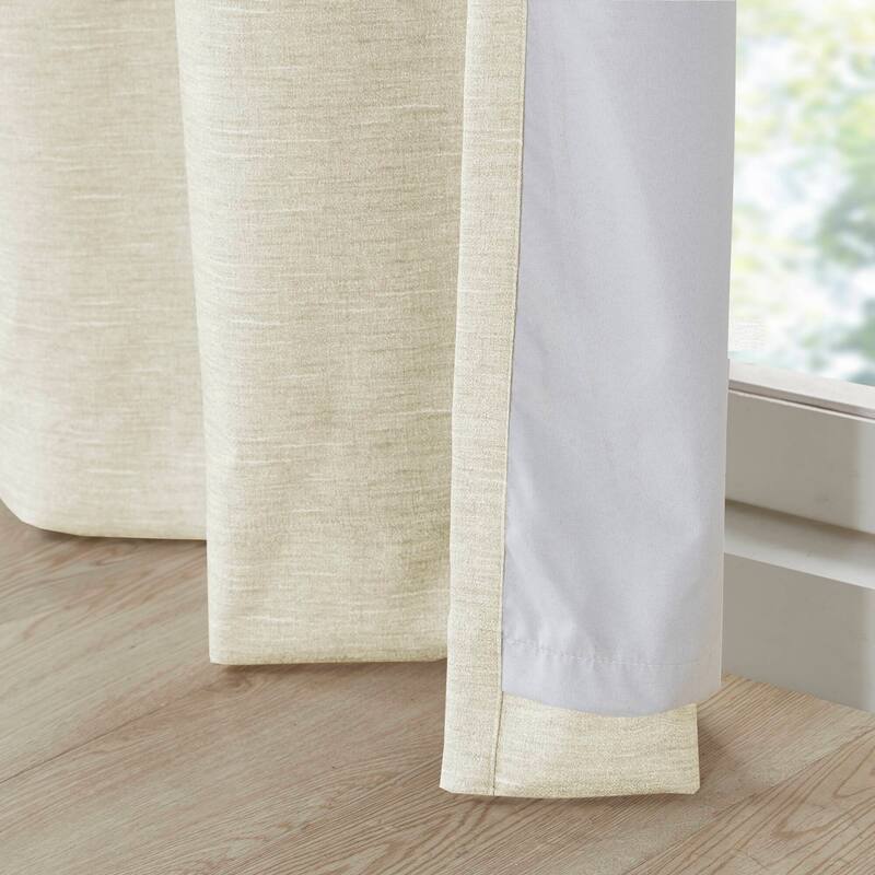 SunSmart Leighton Tonal Printed Faux Silk Total Blackout Curtain Panel Pair