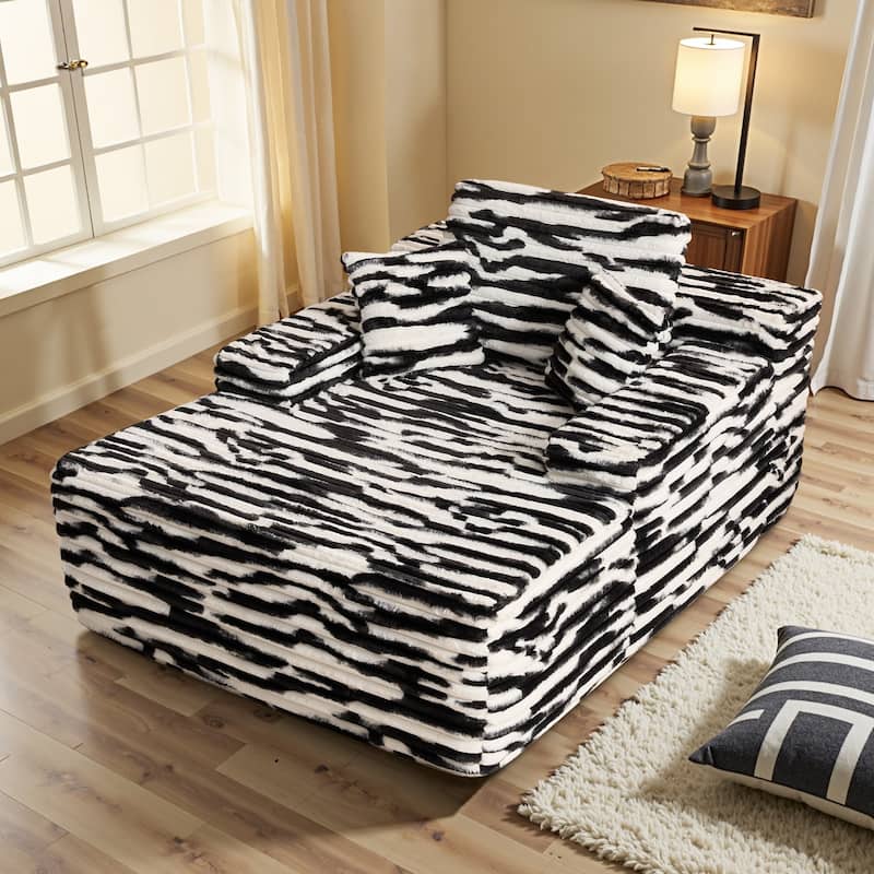 OVIOS Plush Convertible Floor Lounge Sofa - Zebra