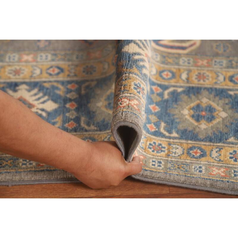 Gray Kazak Area Rug Hand-Knotted Wool Carpet - 6'5" x 9'9"