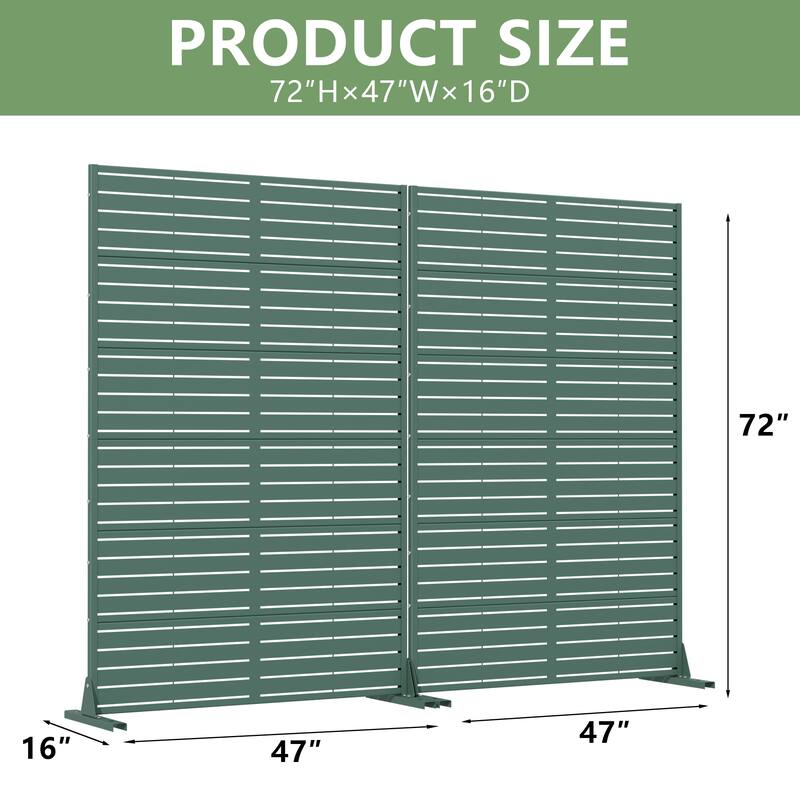 Outdoor Privacy Screen with Stand for Patio Garden Metal Fence Set of 2