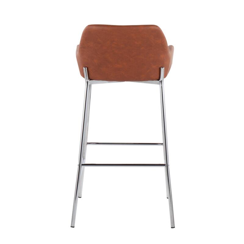 Silver Orchid Galotti Chrome Fixed-Height Upholstered Bar Stool - Set of 2