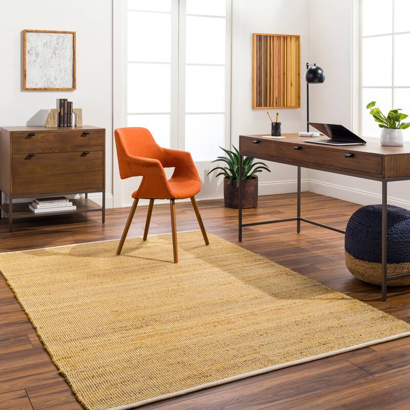 Bronx Handmade Solid Jute Area Rug - Mustard - 5' x 7' 6"