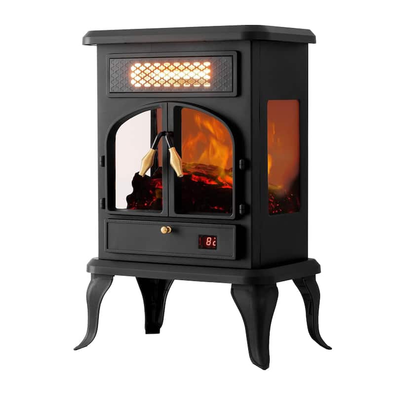 selectric Freestanding Portable Electric Fireplace Heater w/ Remote, Dark Black - 13.12