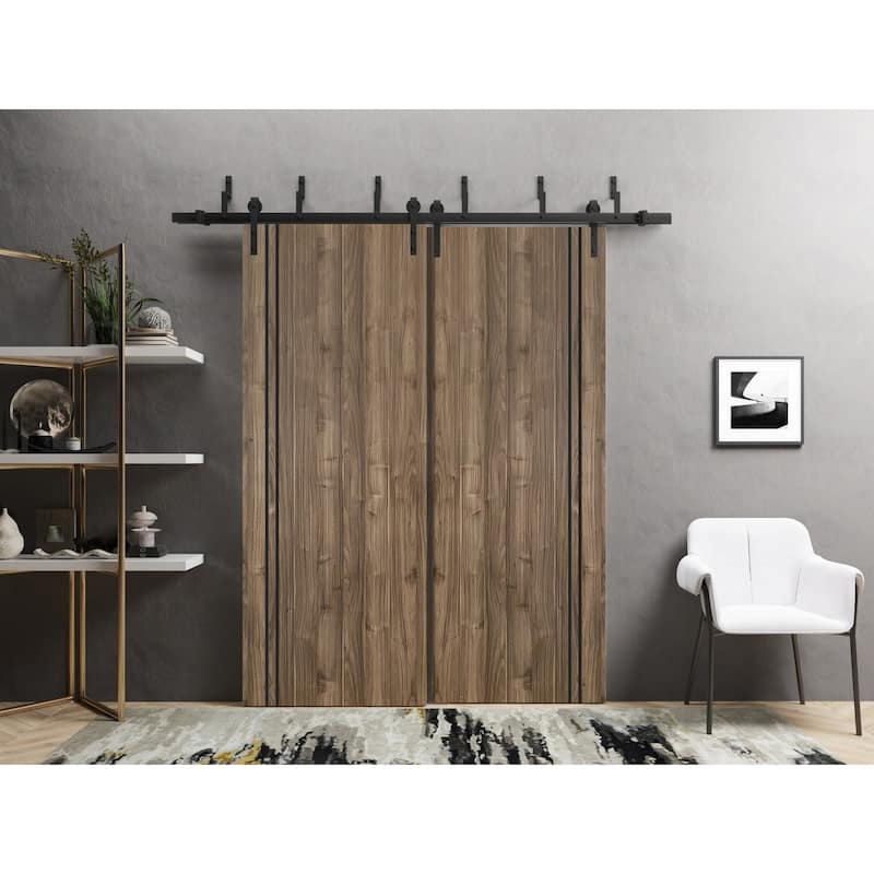 Slab Barn Door Panel 28 x 80 Planum 0016 Walnut with Sturdy Finished