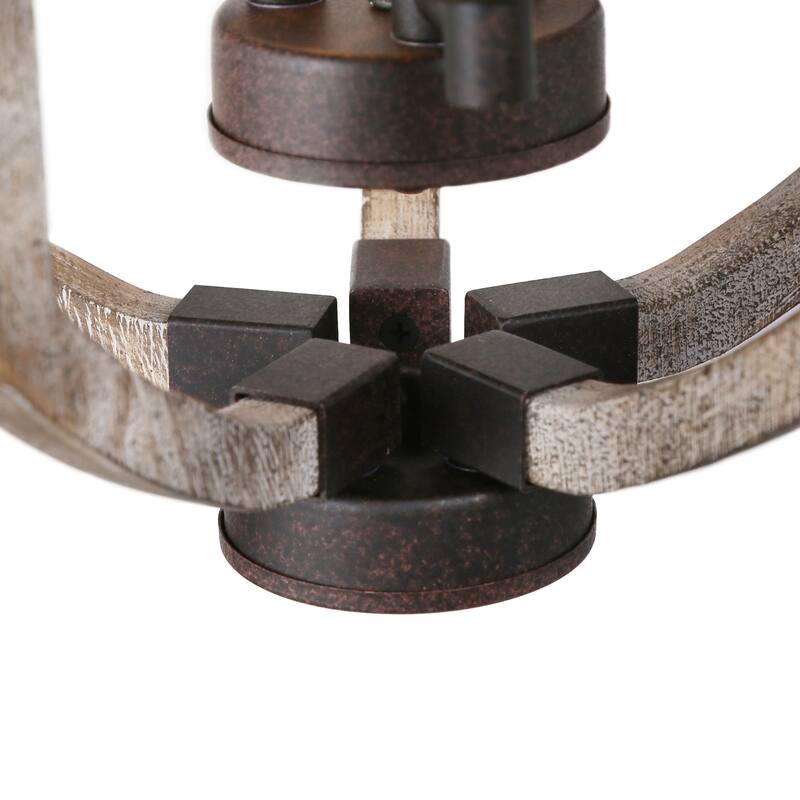 Modern Farmhouse 3-Light Wood Chandelier Lantern Island Lights for Dining Room - 12.5" W X 27" H