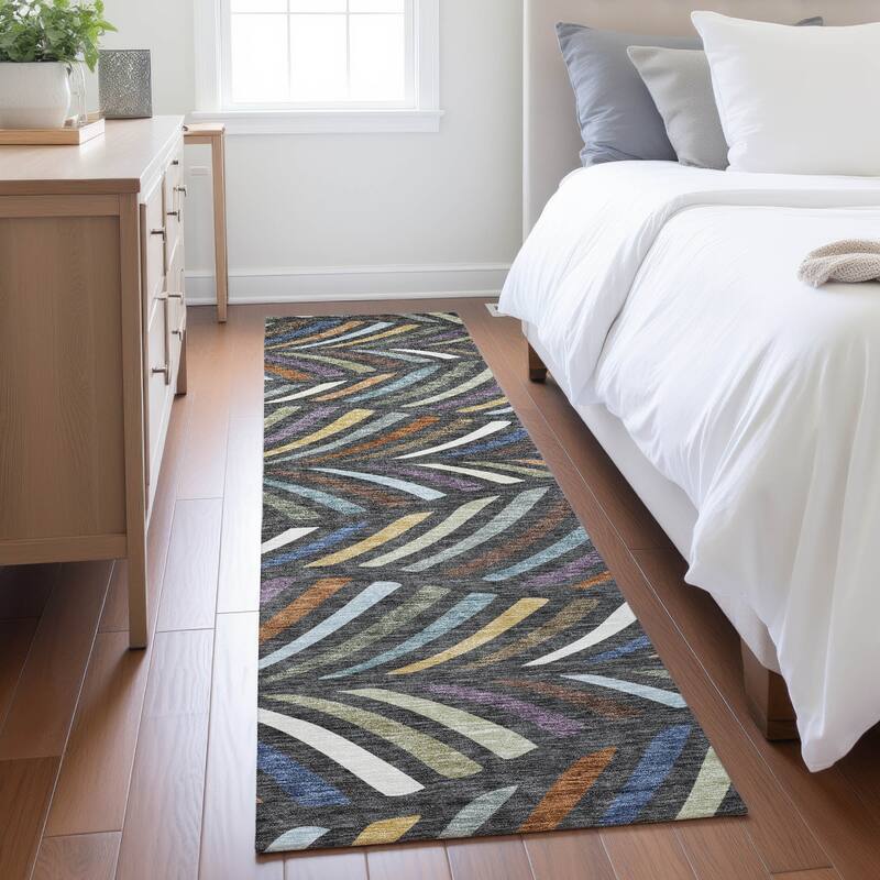 Machine Washable Indoor/ Outdoor Modern Feather Chantille Rug