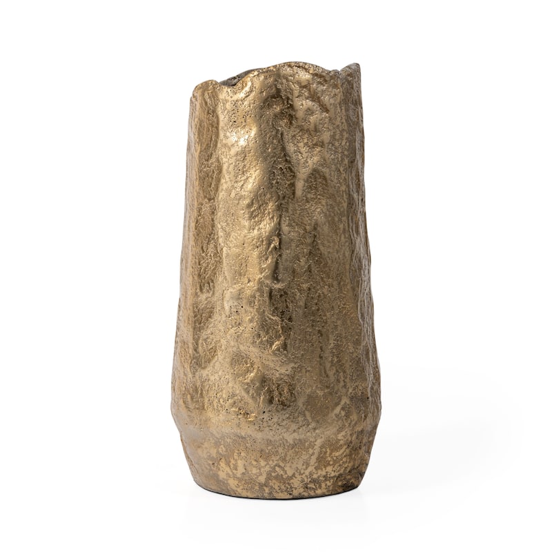 10" Gold Hammered Cylinder Aluminum Table Vase - 5
