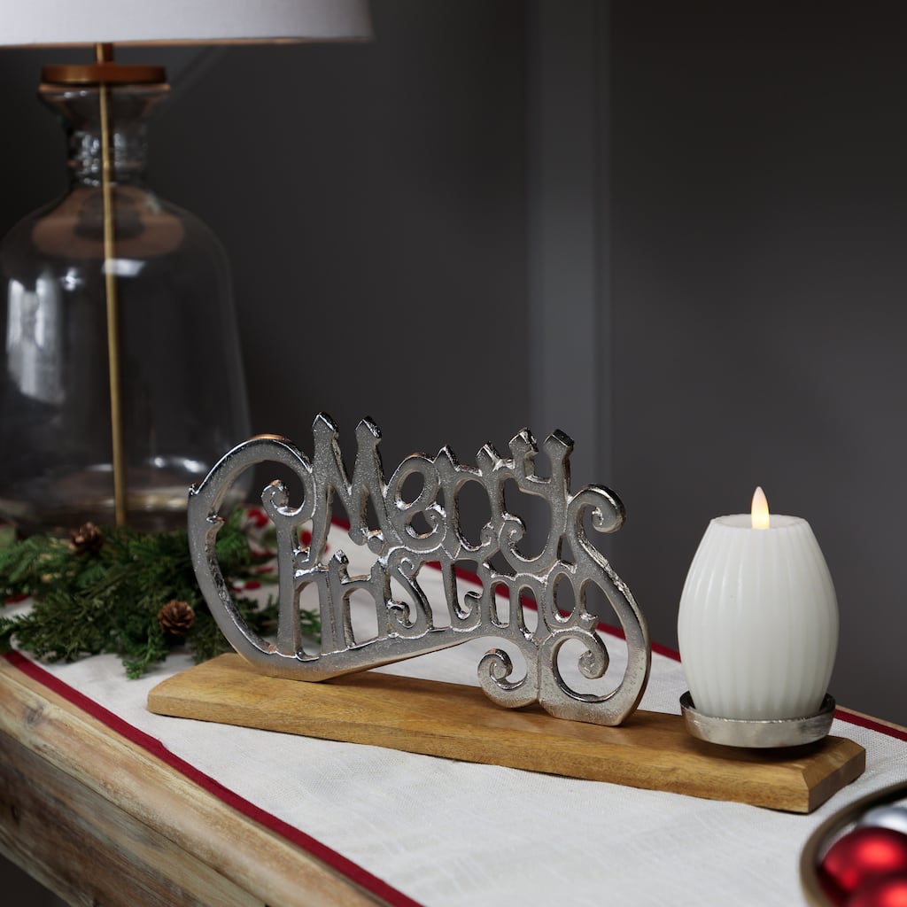 Merry Christmas Metal Sign Votive Candle Holder -15.5" - 15.5"