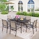 preview thumbnail 25 of 32, MAISON ARTS 7-Piece Patio Dining Set Metal Rectangle Table and 6 Textilene Chairs
