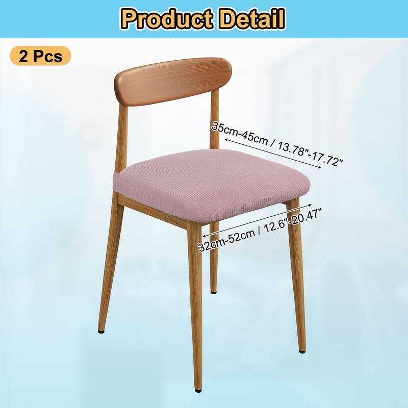 Set of 2 Chair Covers for Dining Chairs, Chair Seat Slipcovers - Dark Pink