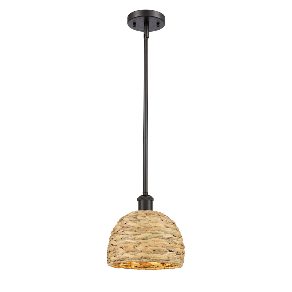 Innovations Lighting Woven Rattan - 1 Light 8" Stem Hung Pendant