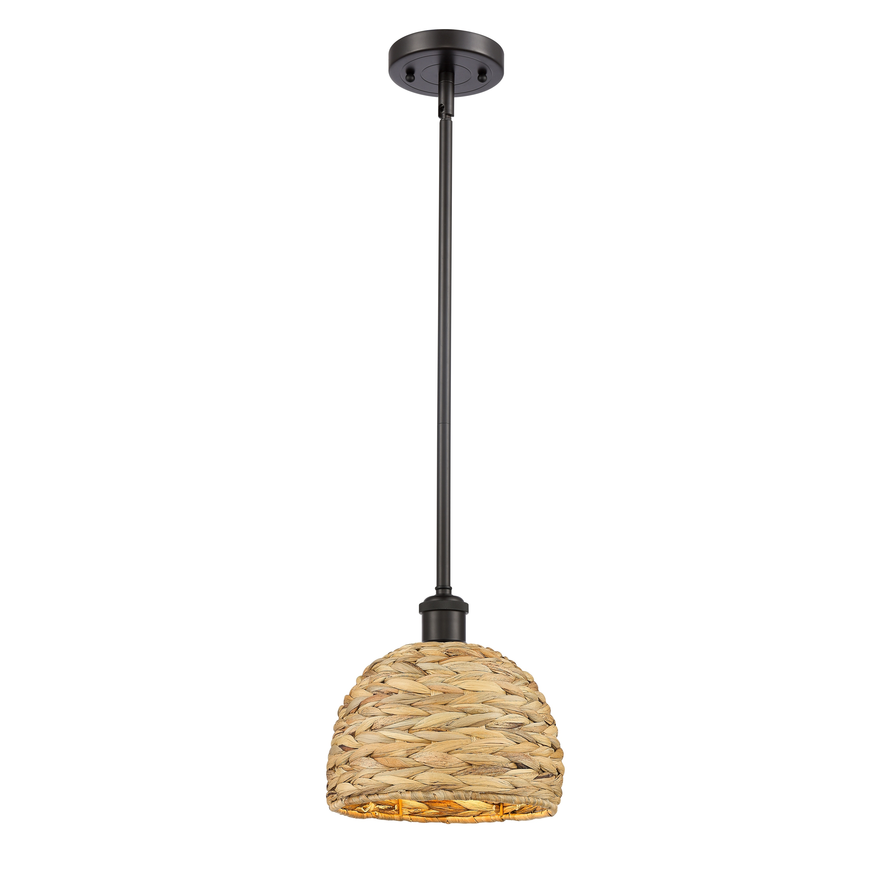 Innovations Lighting Woven Rattan - 1 Light 8" Stem Hung Pendant
