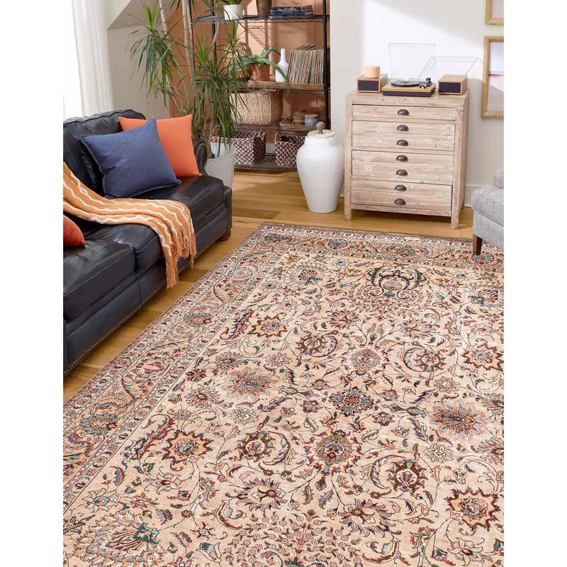 ECARPETGALLERY Hand-knotted Antalya Vintage Tan Wool Rug - 9'7 x 12'4