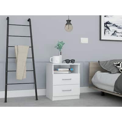 Napoles Nightstand - Bedside Table with Two Drawers, One Shelf, and Spacious Display Top