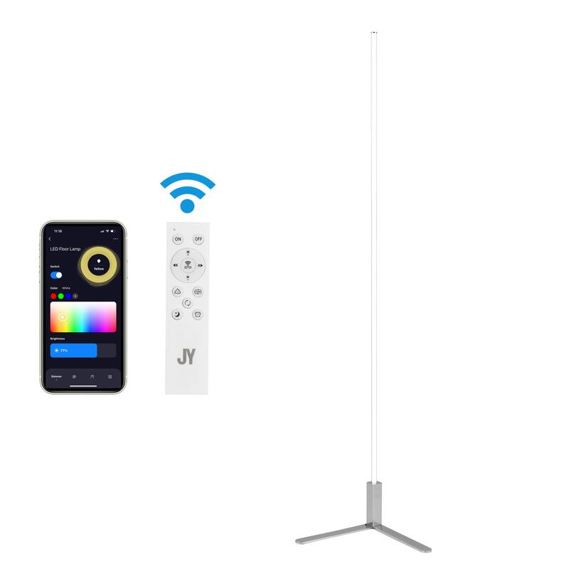 Malthe 60.5" Modern Contemporary Aluminum/Iron Integrated LED Post Floor Lamp, by JONATHAN Y - Chrome