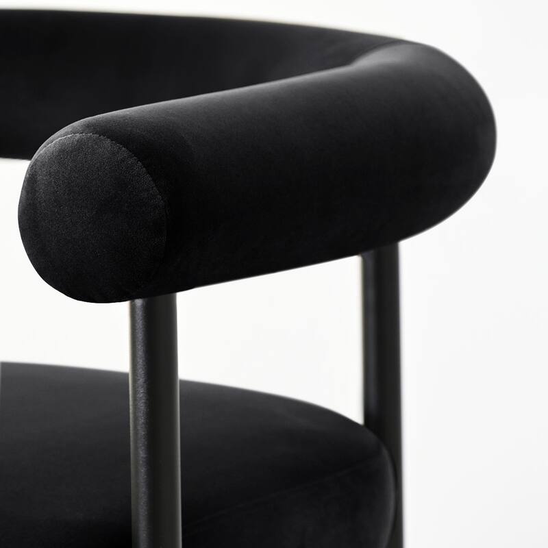 Modern 24" Upholstered Velvet Solid Back Counter Stool with Arms