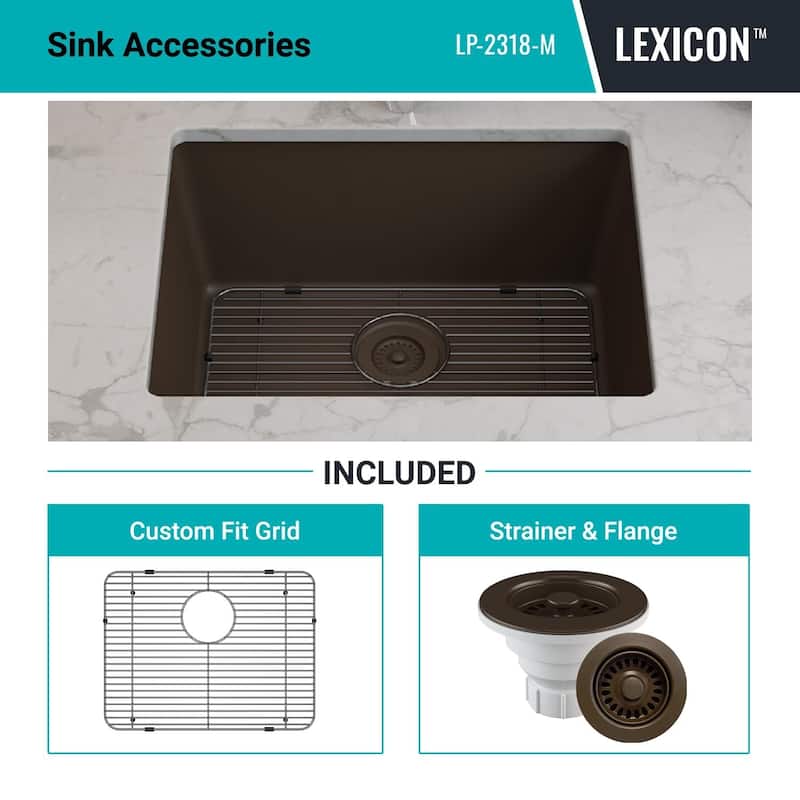 23" x 18" Quartz Kitchen Sink, Single Bowl Sink, Drop-in Sink, Undermount Sink, Granite Kitchen Sink, with Steel... - 23"x18"