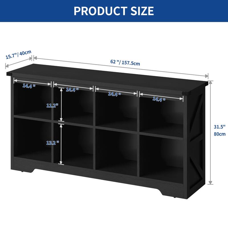 Moasis Farmhouse 6/8 Cube Bookcase Organizer Cubby Bookshelf Storage Cabinet