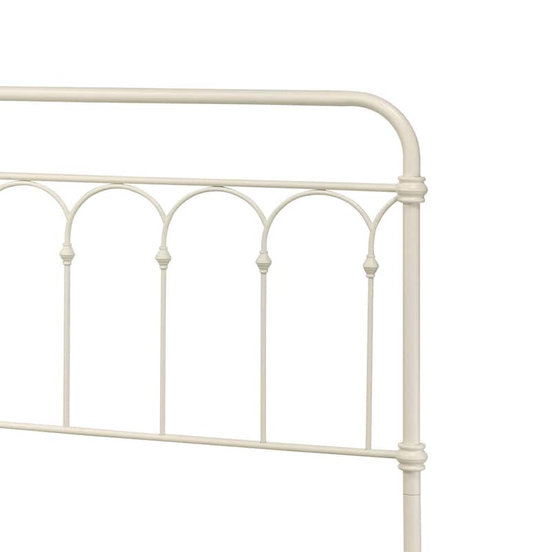White Full Bed Frame with Spindle Design - 330lbs Capacity, Metal Support, Box Spring Compatible