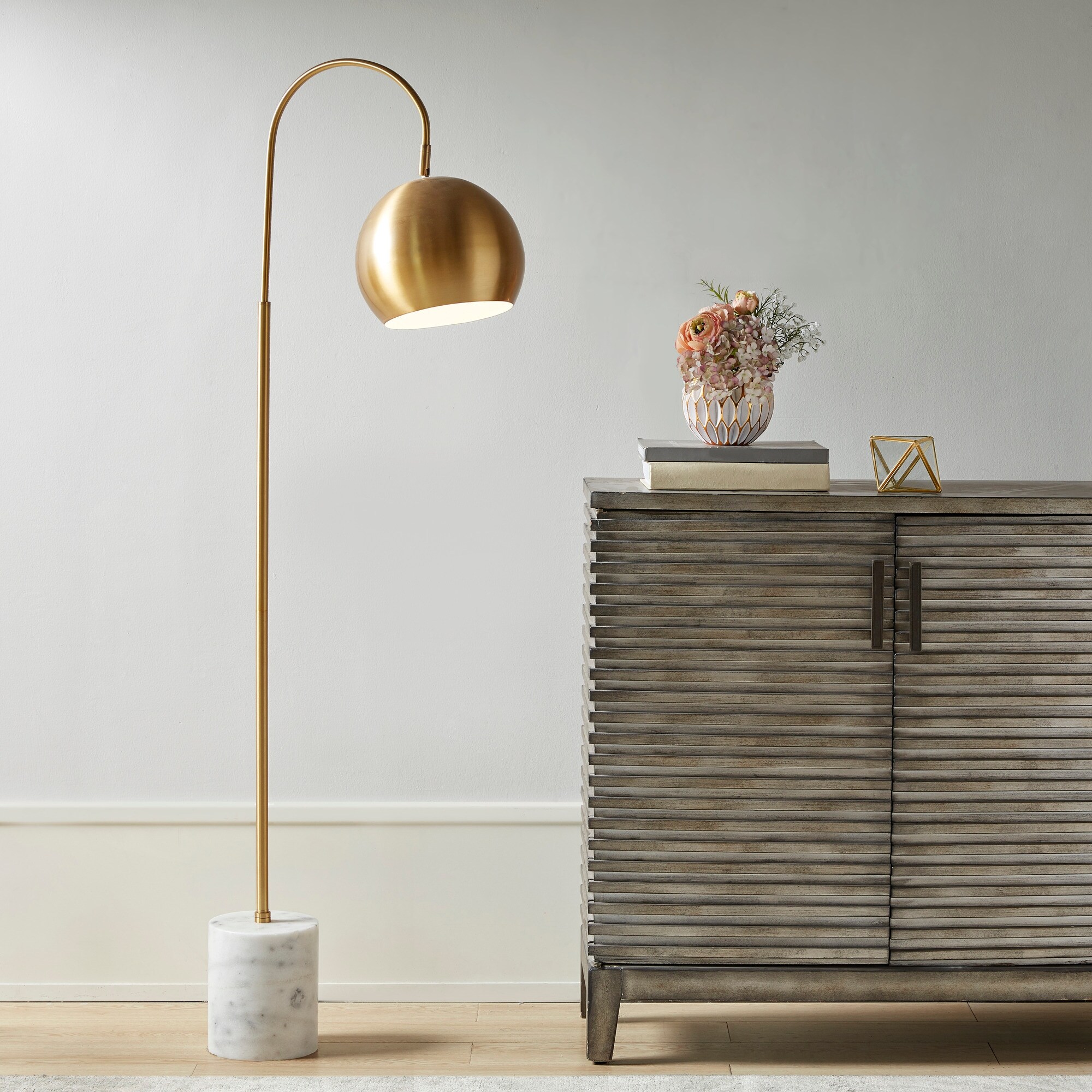 grey and gold floor lamp