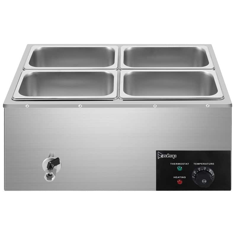 ZOKOP 600W 20Qt Stainless Steel Four Plates Heating Food Warmer