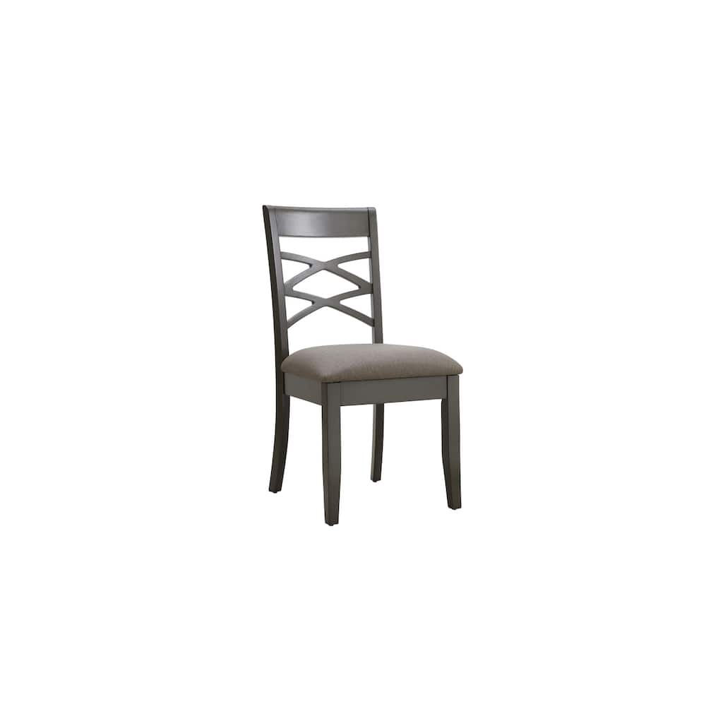 Rustic Dining Chairs Set of 2 - Cross Back Wood Chairs, Graystone Finish, Farmhouse Style Seating - 35.5