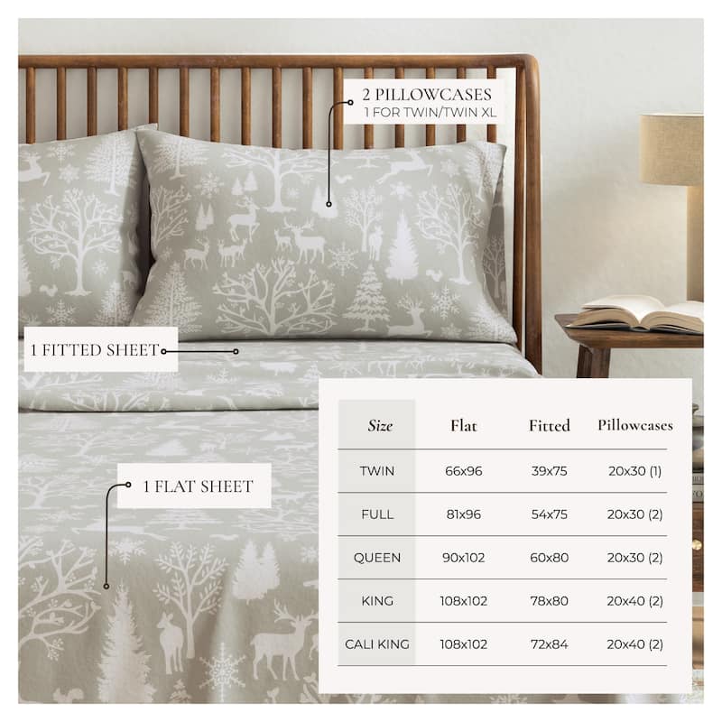 Linery & Co. Winter Turkish Cotton Double-Brushed Flannel Bed Sheet Set