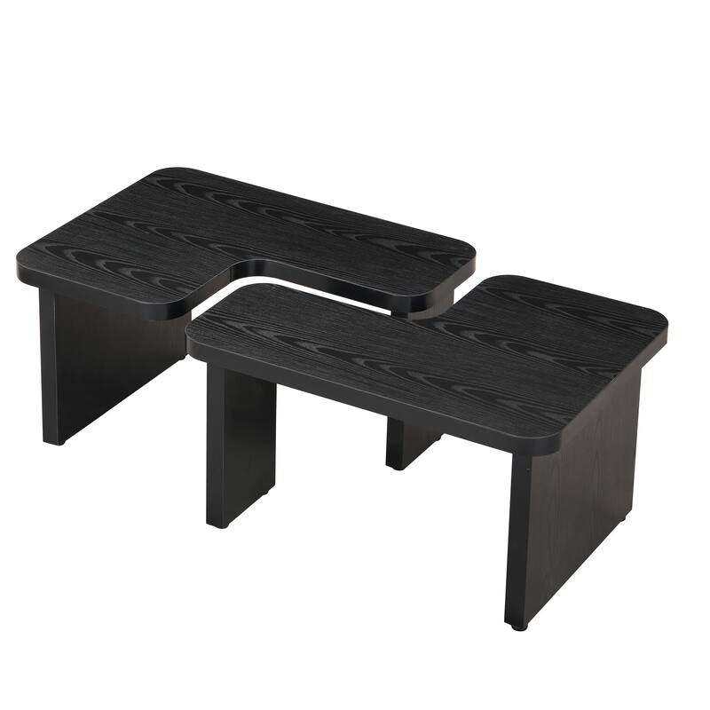 GDFStudio - Carter L-Shaped Farmhouse Coffee Table with Detachable Design