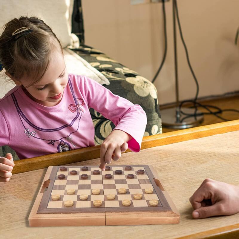 16" Classic 3-in-1 Wooden Folding Chess, Checker and Backgammon Board Game Combo Set
