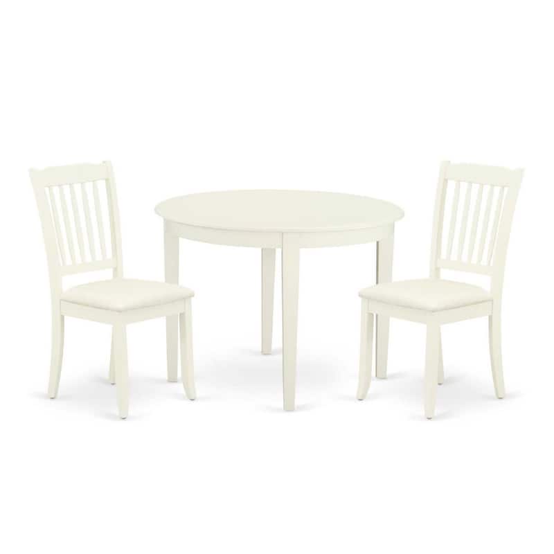 3Pc Dinette Set - Kitchen Table & 2 Dining Chairs - White Finish - Small Space Friendly