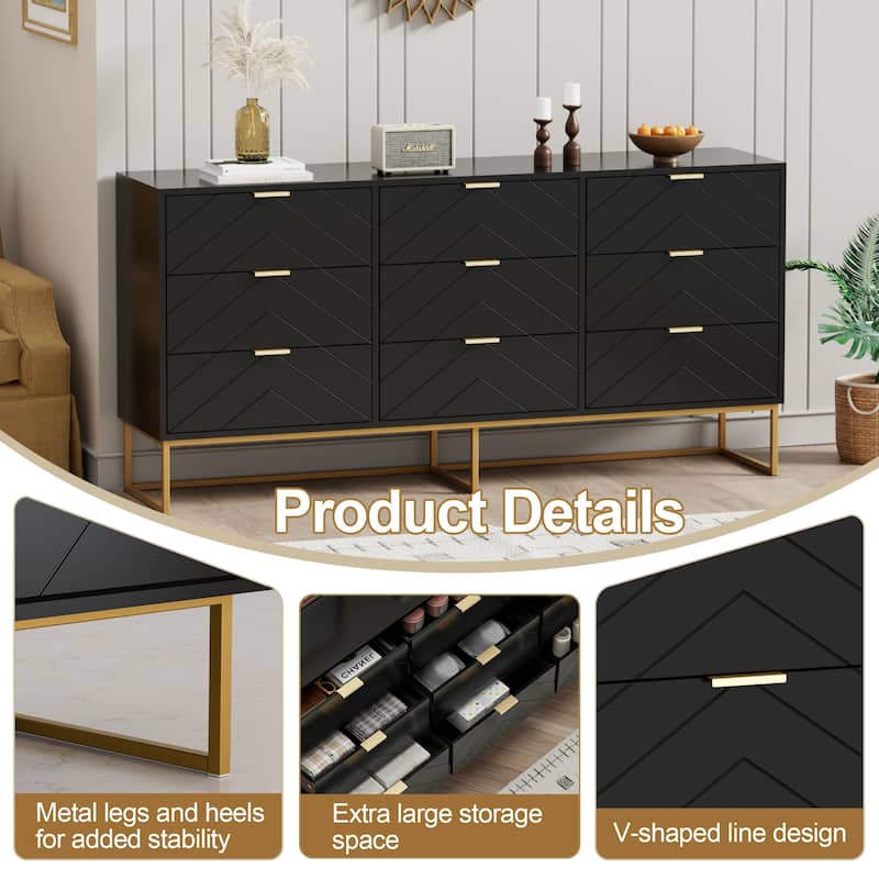 9 Drawer Chest Of Dresser Storage Tower Cabinet Bedroom Organizer Living Room