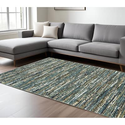 HomeRootsStriped Casual Rectangle Area Rug