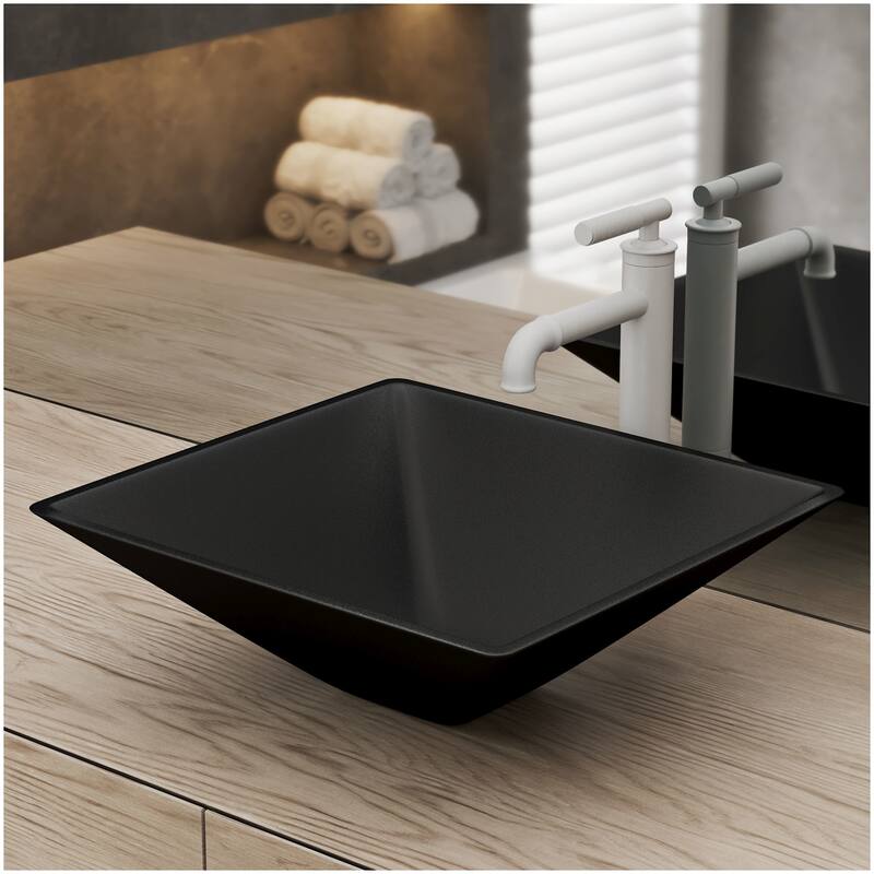 Swiss Madison SM-VS310 Claire 16-9/16" Square Glass Vessel Bathroom - Black