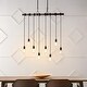 preview thumbnail 4 of 9, Zoey 40" 8-Light Vintage Driftwood Iron LED Linear Chandelier with Height Adjustable Bulbs, Brown Wood/Black , by JONATHAN Y