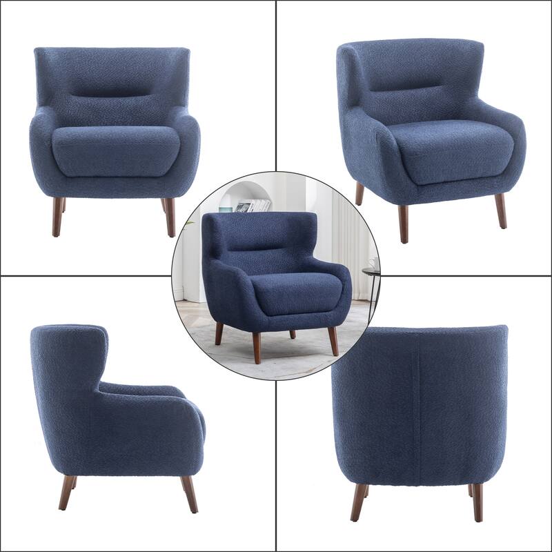 XINMICS Tufted Accent Chair, Wingback Upholstered Armchair for Living Room, Bedroom, Set of 2