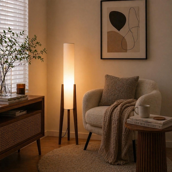 Wabi-sabi Tripod Floor Lamp with Linen Shade - On Sale - Bed Bath