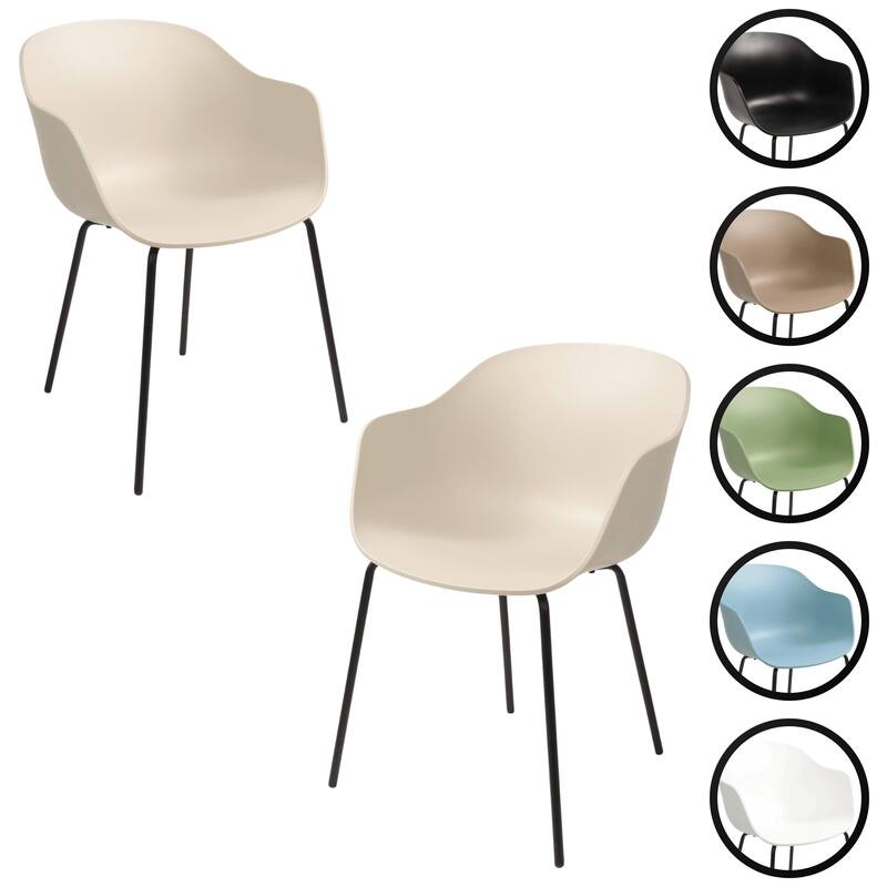 Furnish Theory Curve-K ML Indoor/Outdoor Dining Armchairs Arm Chairs w Polypropylene Shell & Powder-Coated Steel Legs (Set of 2)