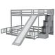 preview thumbnail 8 of 8, Wooden Twin-Over-Full Bunk Bed with Safety Guardrails, Slide and Storage Staircase,Grey