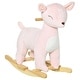 preview thumbnail 1 of 8, Deer Design Kids Rocking Horse with Realistic Sound Effects, Plush Body, and Pedals for Balance and Comfort Pink