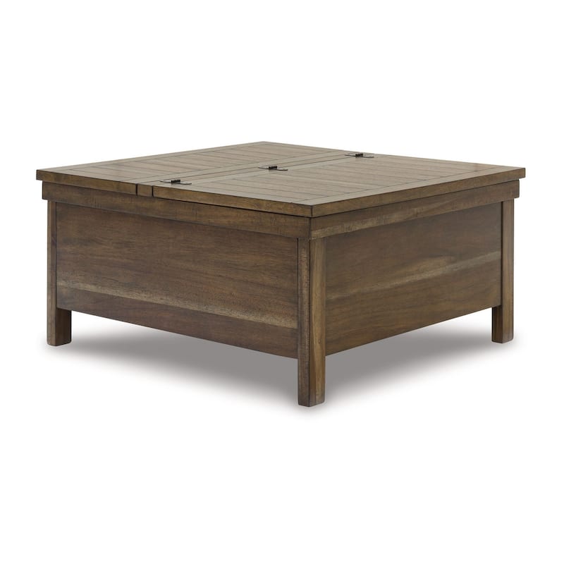 Chip Lift Top Coffee Table, Hidden Storage, 36 Inch Brown Acacia Wood
