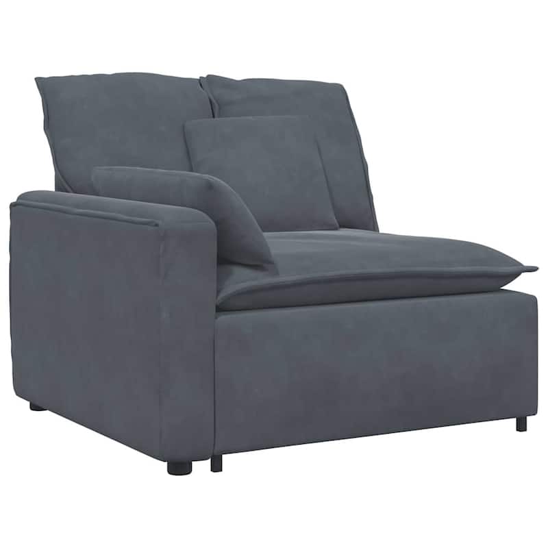 vidaXL Modular Sofa Dark Grey Velvet (100% Polyester), Foam, Metal - 85.4 x 124.8 x 25.2 in