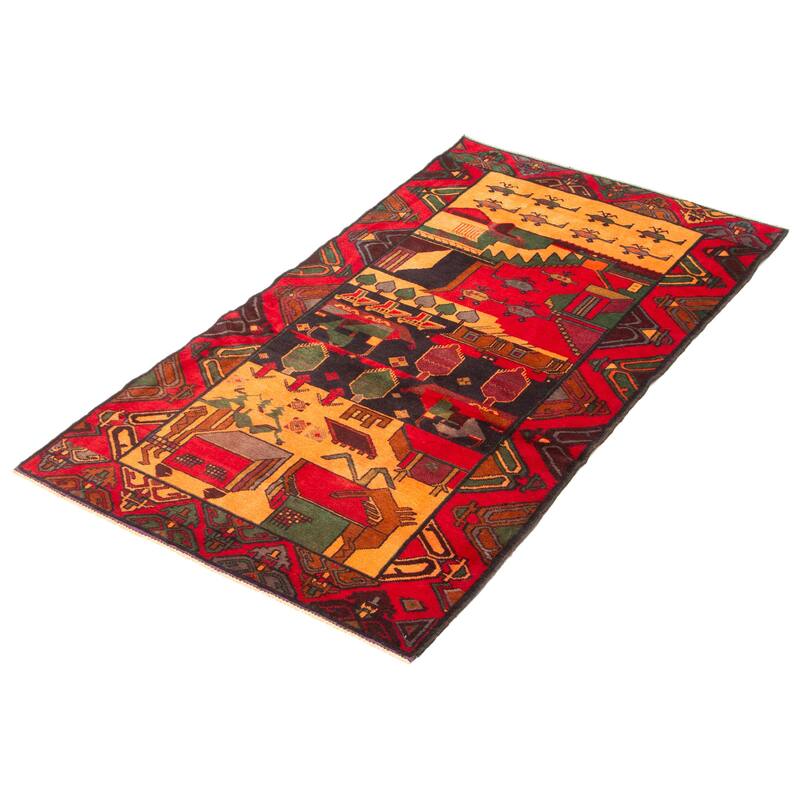 ECARPETGALLERY Hand-knotted Teimani Red Wool Rug - 3'6 x 6'6