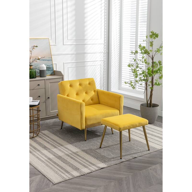Bottom Tufted Accent Lounge Chair with Adjustable Arm and Back