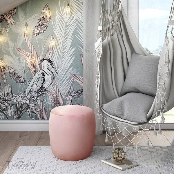 slide 2 of 4, Willow Salmon Velvet Ottoman