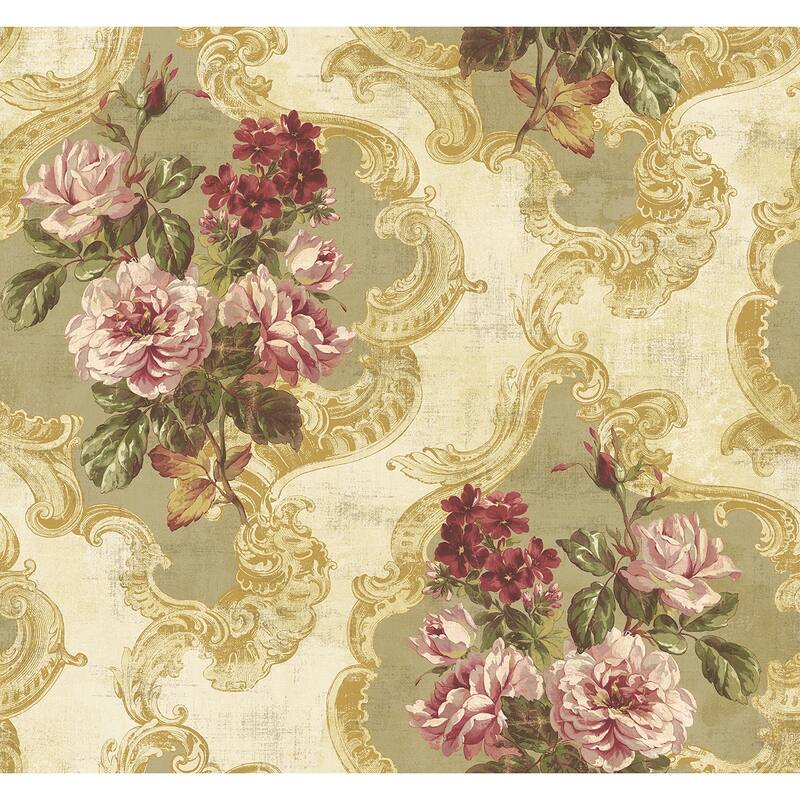 Seabrook Designs Whitacker Rose Damask Unpasted Wallpaper