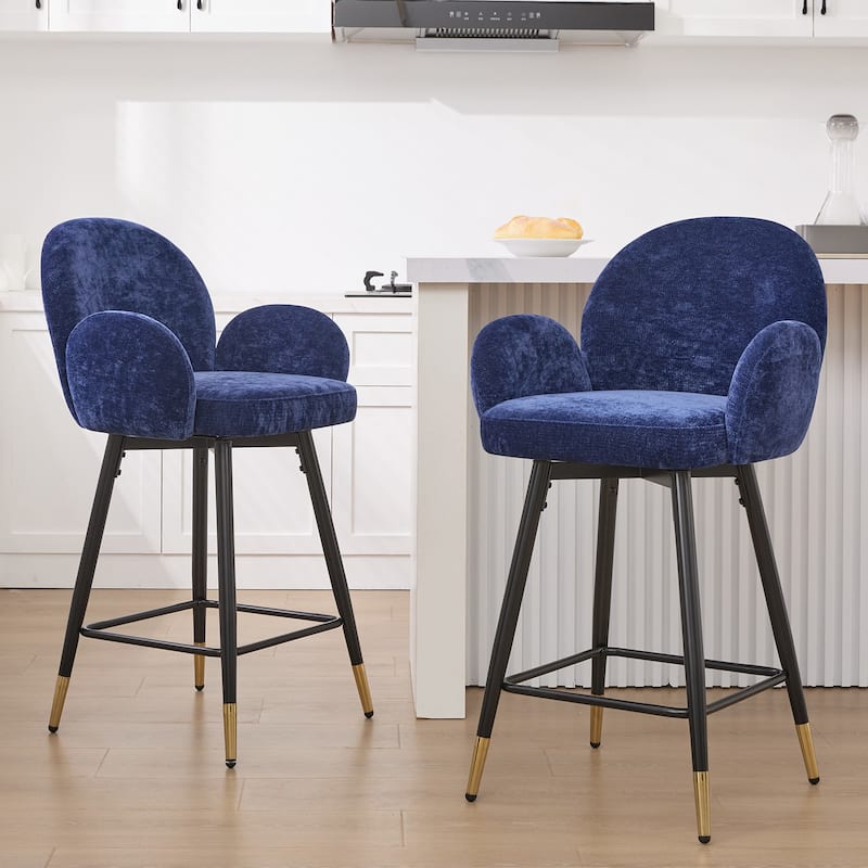 26" Upholstered Swivel Counter Stool with Metal Frame Set of 2/4 - 38.6"H * 22.83"W * 22.83"D
