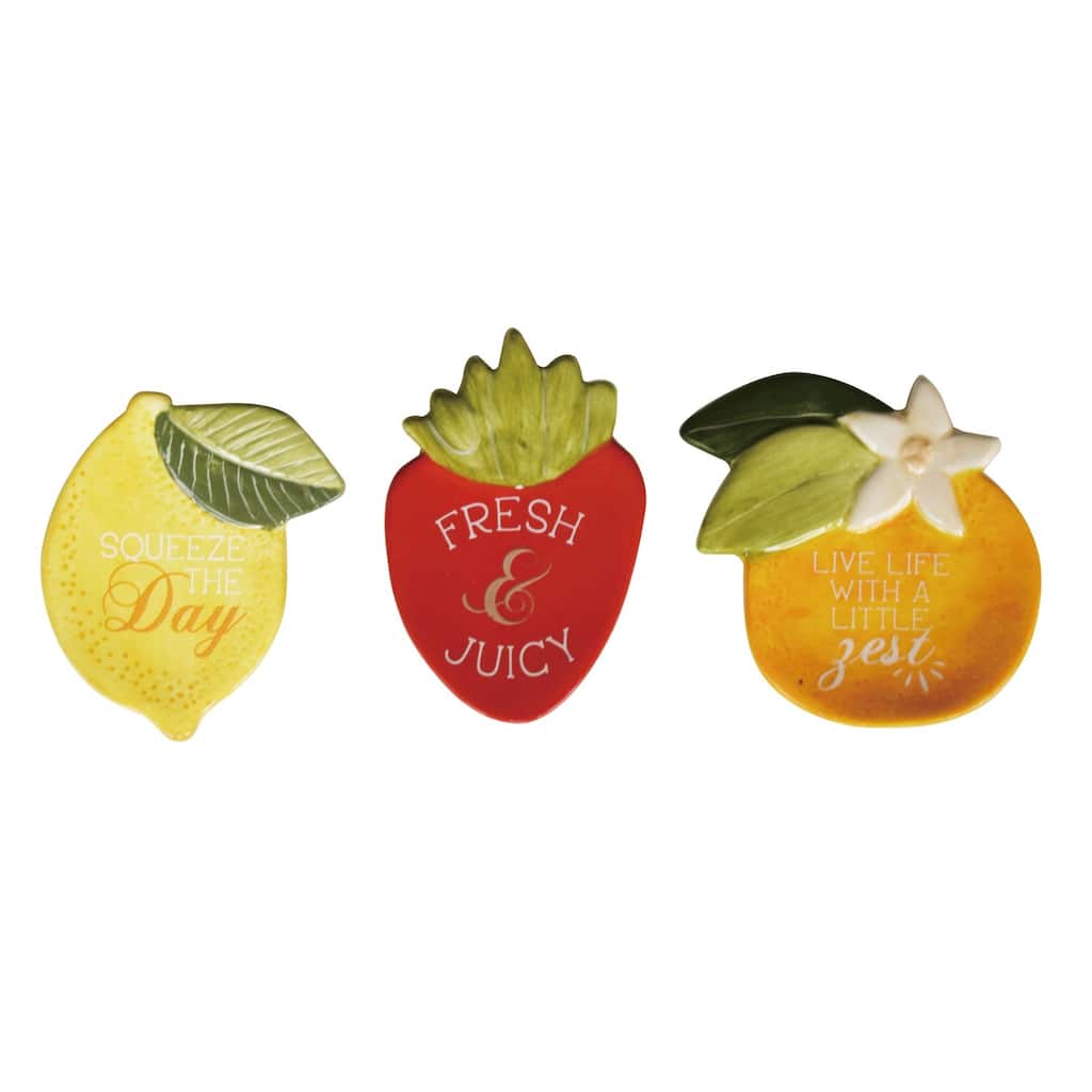 Transpac Ceramic Fruit Trinket Tray Set of 3 Spring Home Decorations