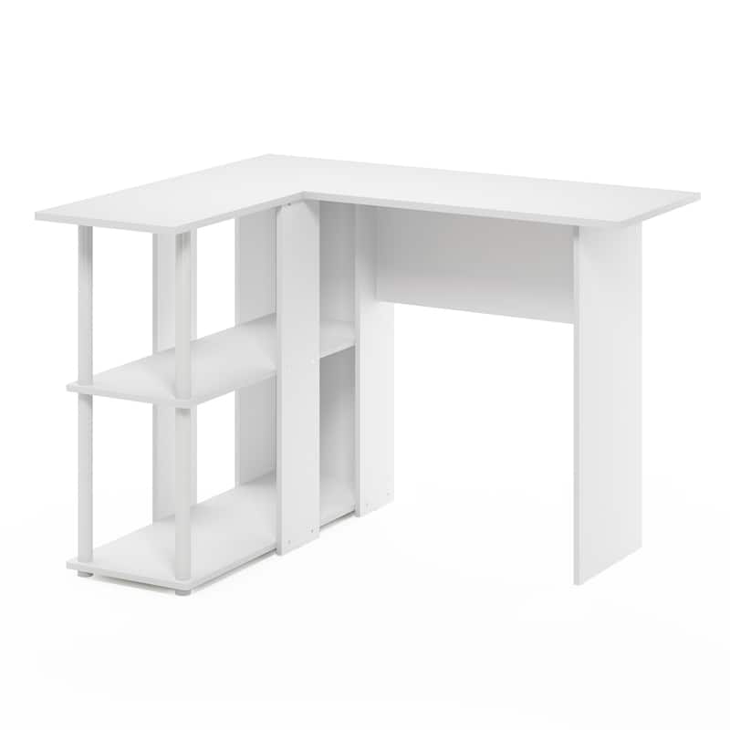 L-Shape Desk with Bookshelf - French Oak & Black - Corner Desk for Home Office