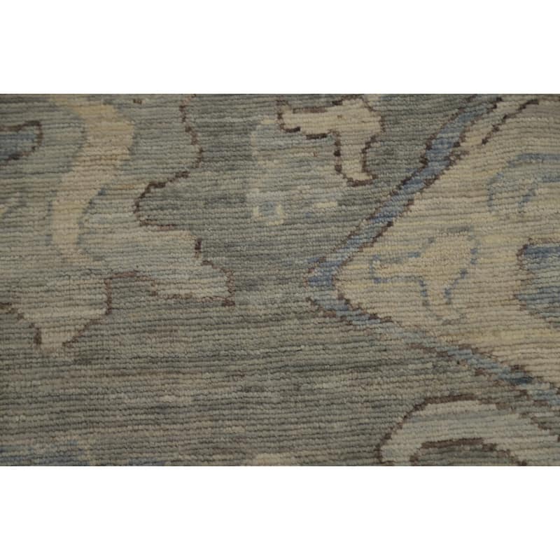 Hand Knotted Oriental 100% Wool Carpet Transitional All-Over Greys & Charcoal Oushak Area Rug - 15' 0'' X 12' 2''